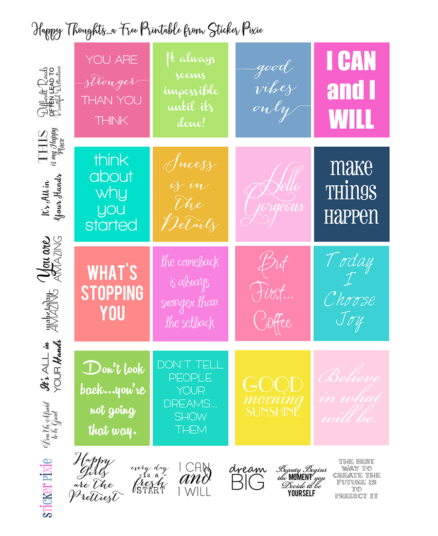 Happy Thoughts...a Free Printable by StickerPixie PDF