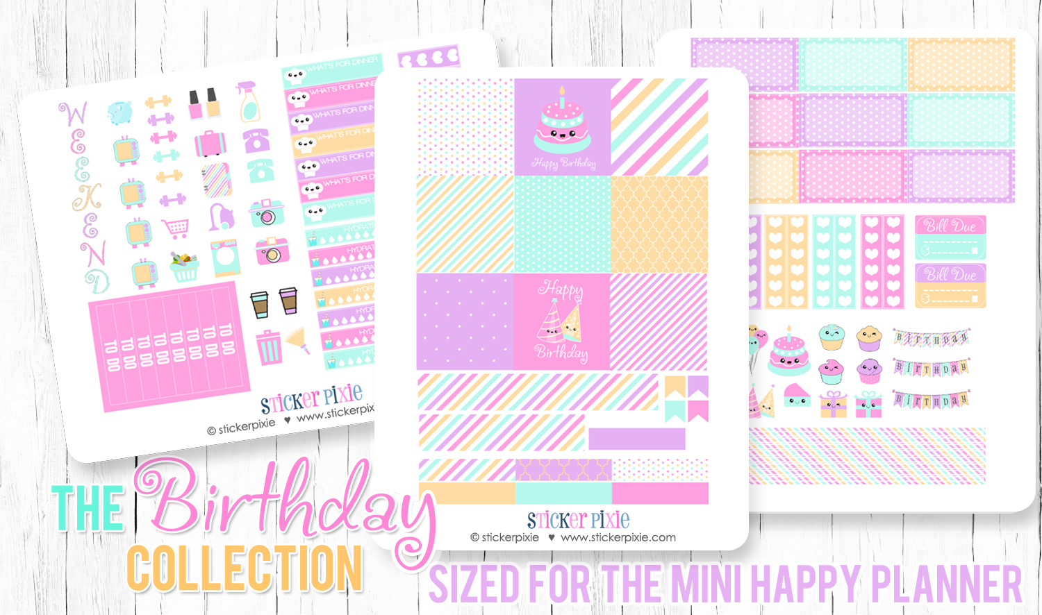 New Kawaii Birthday Set plus a matching FREE Planner Sticker Printable