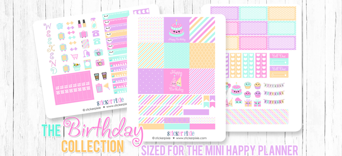 New Kawaii Birthday Set plus a matching FREE Planner Sticker Printable